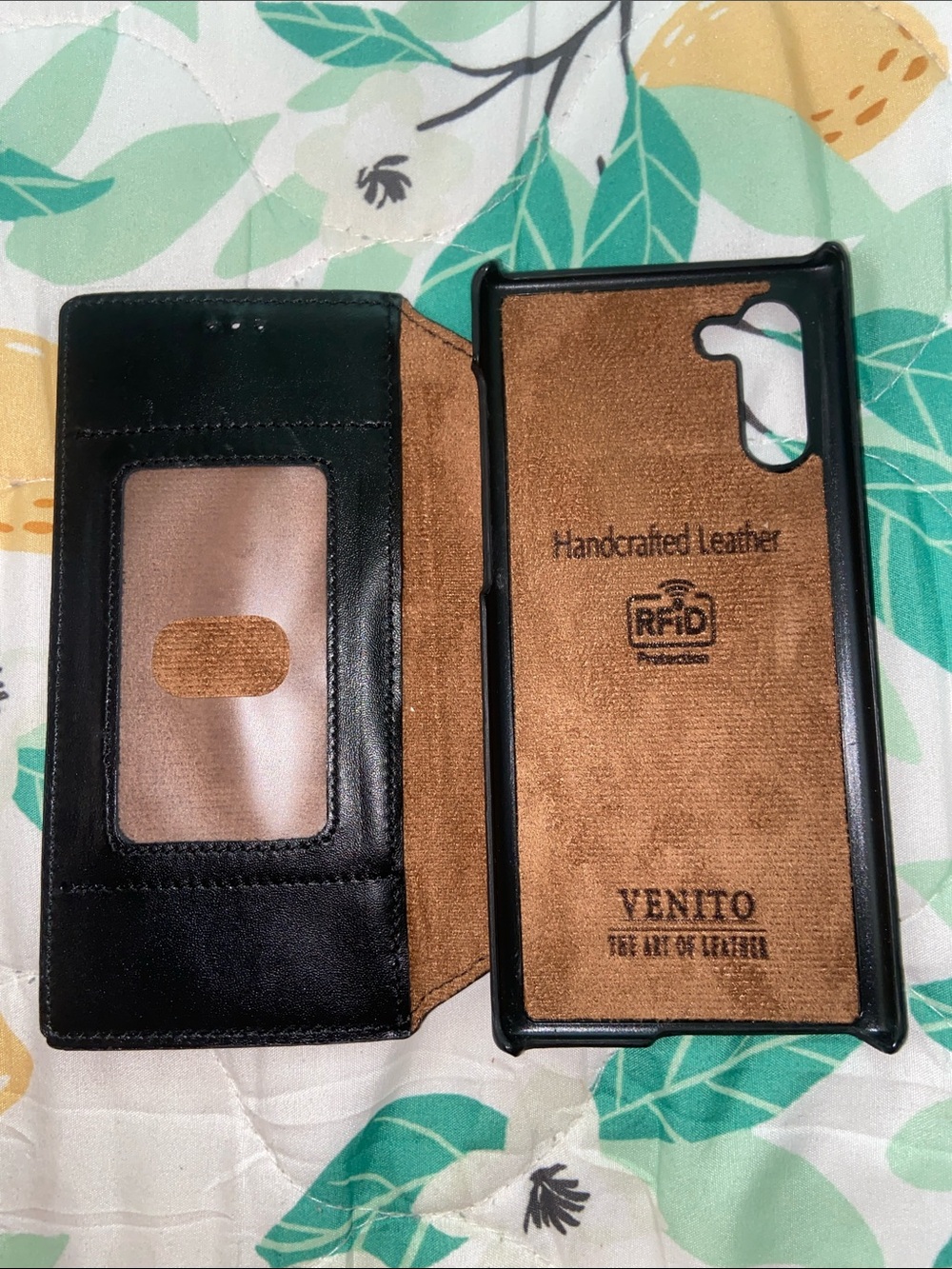VENITO BLACK LEATHER S22 ID PHONE CASE 6.1” Wallet Snap-On